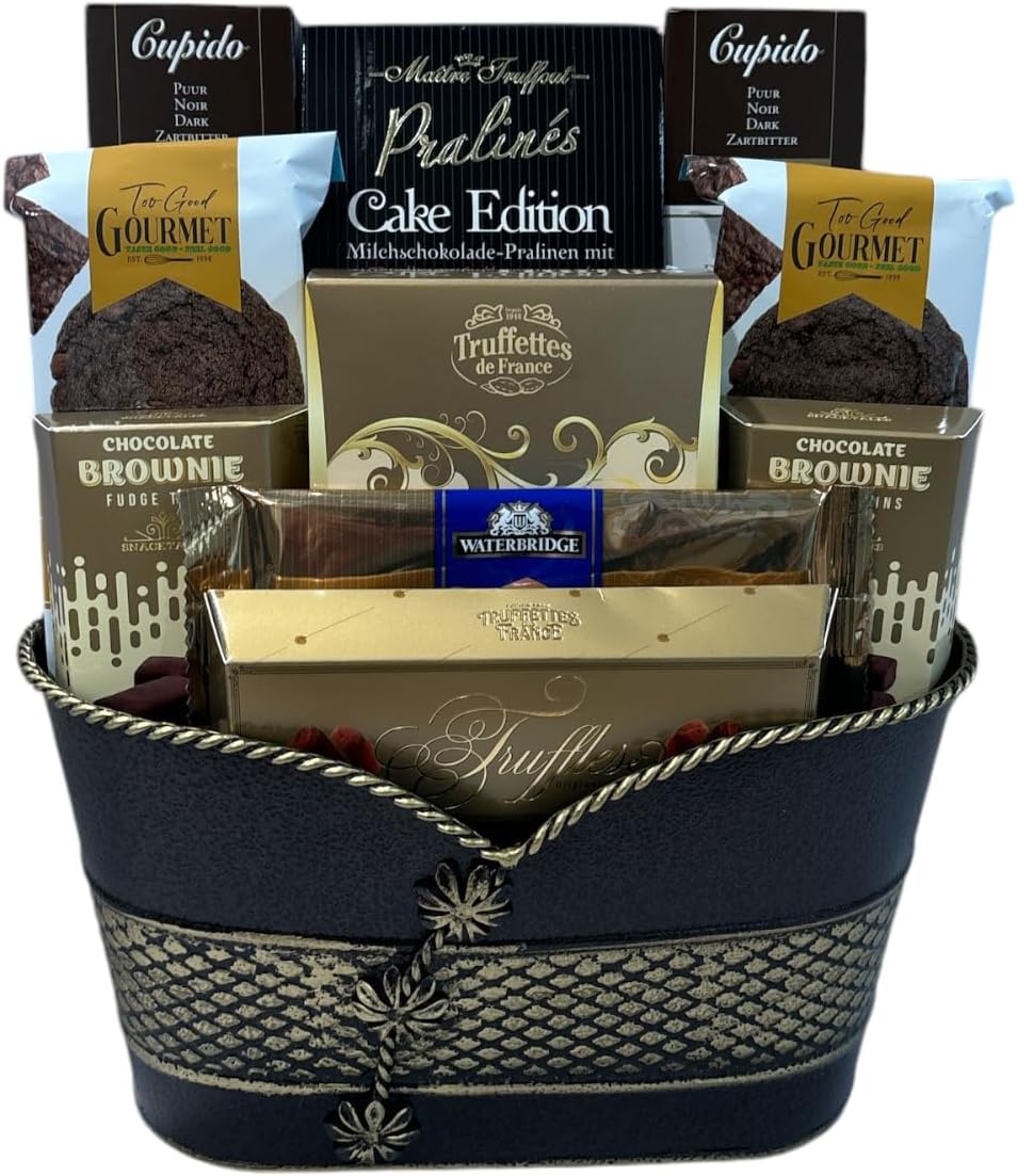 Holiday Elegance Gift Basket - Savor a variety of rich, decadent flavors, from classic milk and dark chocolates to exotic fruit-infused truffles - Canadian Distribution
