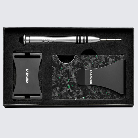 LORNE Forged Carbon Wallet I Gloss Green