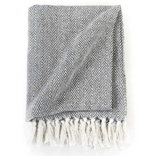 NNEVL Throw Cotton Herringbone 220x250 cm Navy Blue