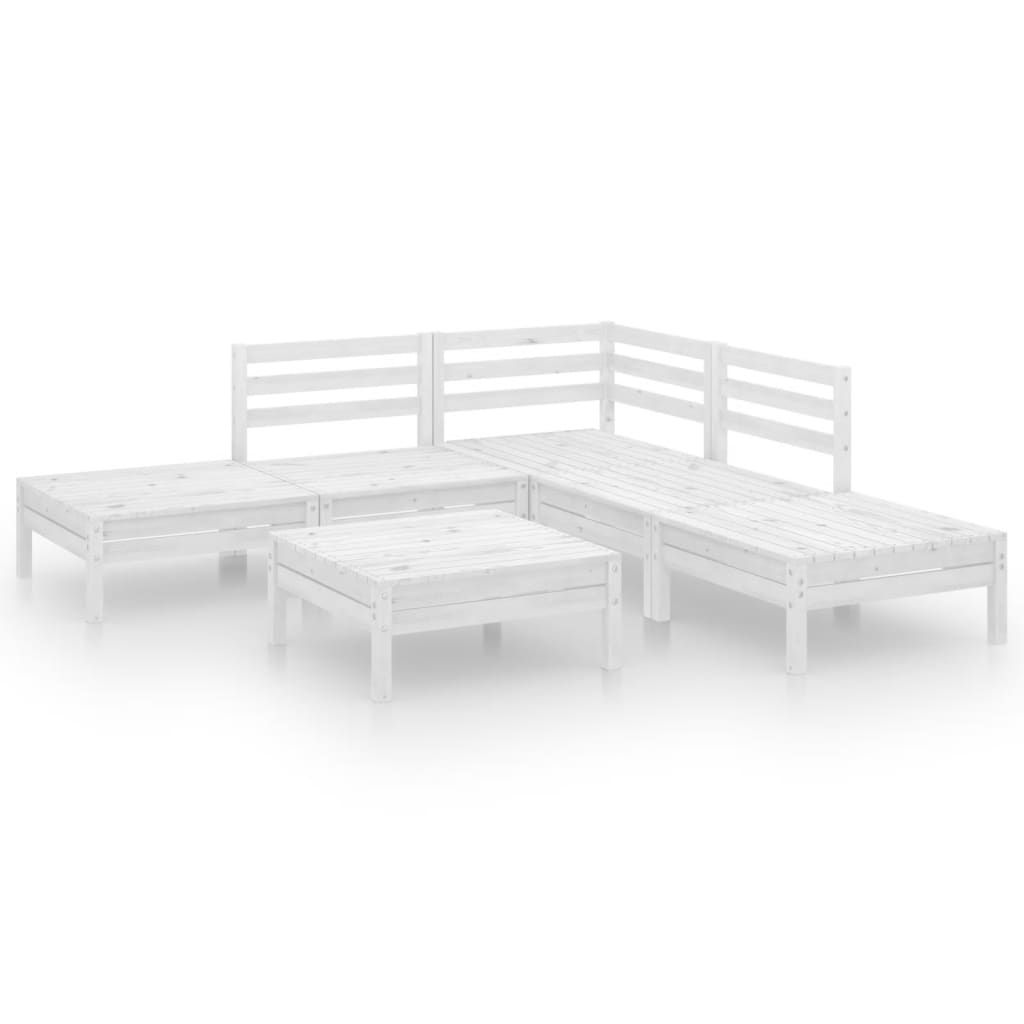 NNEVL 6 Piece Garden Lounge Set Solid Pinewood White