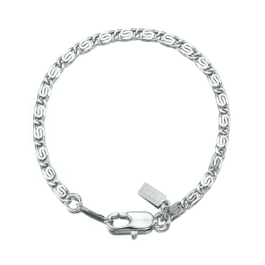 925 Sterling Silver Plated Scroll Link Child Bracelet with Parrot Clasp - USA Made-0
