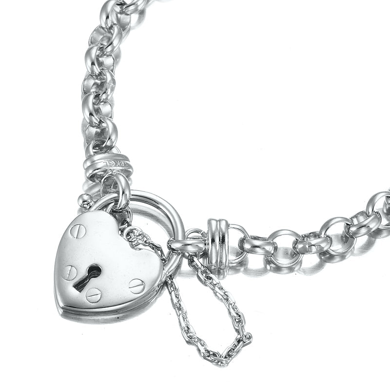 925 Sterling Silver Plated 6mm Belcher Chain Bracelet Featuring a Plain Locket- USA Made-1