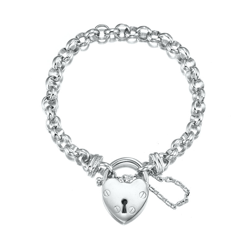 925 Sterling Silver Plated 6mm Belcher Chain Bracelet Featuring a Plain Locket- USA Made-0