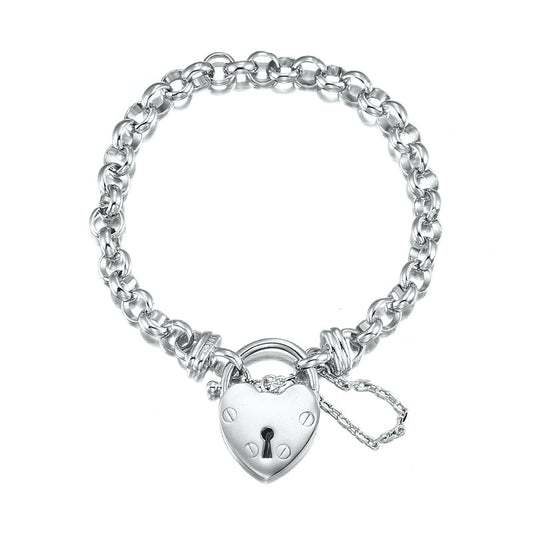 925 Sterling Silver Plated 6mm Belcher Chain Bracelet Featuring a Plain Locket- USA Made-0