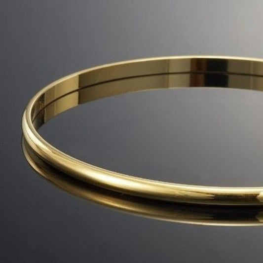 18ct Heavy Yellow Gold Plated Plain 3mm Bangle - USA Made-1