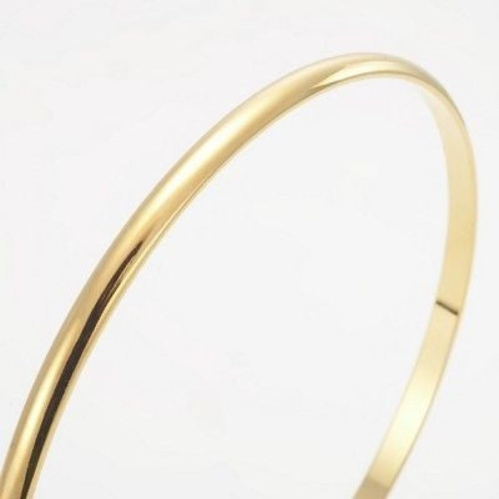18ct Heavy Yellow Gold Plated Plain 3mm Bangle - USA Made-5