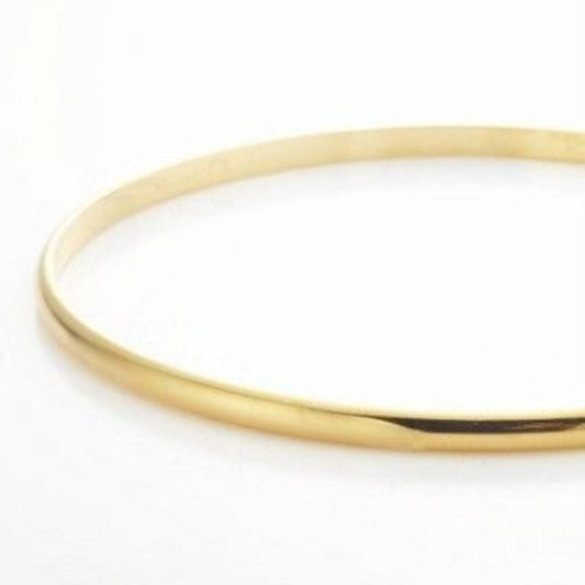 18ct Heavy Yellow Gold Plated Plain 3mm Bangle - USA Made-0