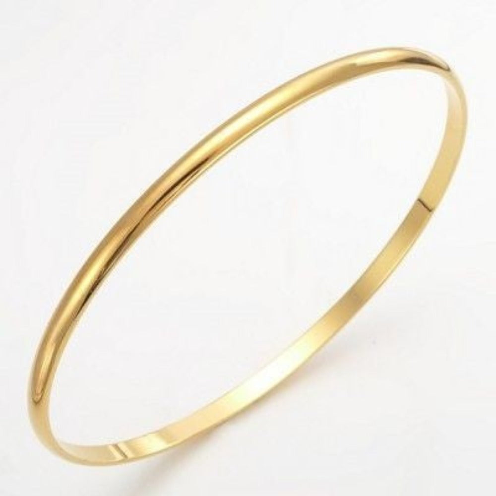 18ct Heavy Yellow Gold Plated Plain 3mm Bangle - USA Made-3