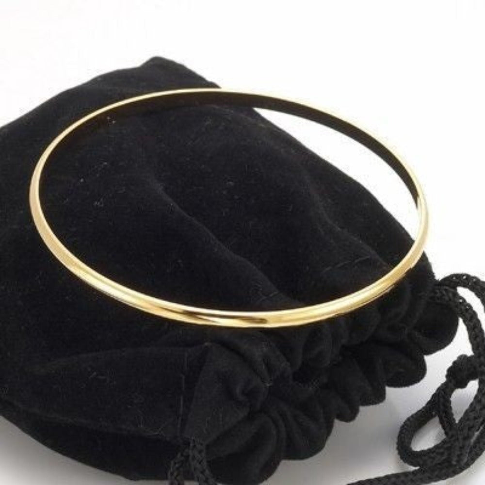 18ct Heavy Yellow Gold Plated Plain 3mm Bangle - USA Made-2