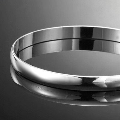 925 Sterling Silver Plated 7mm Plain Bangle - USA Made-1