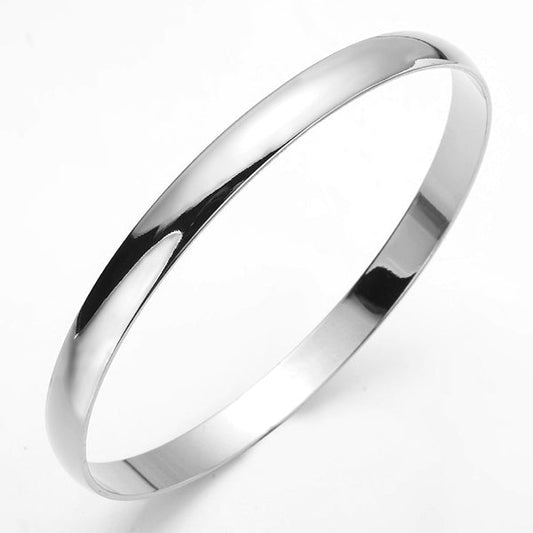 925 Sterling Silver Plated 7mm Plain Bangle - USA Made-0