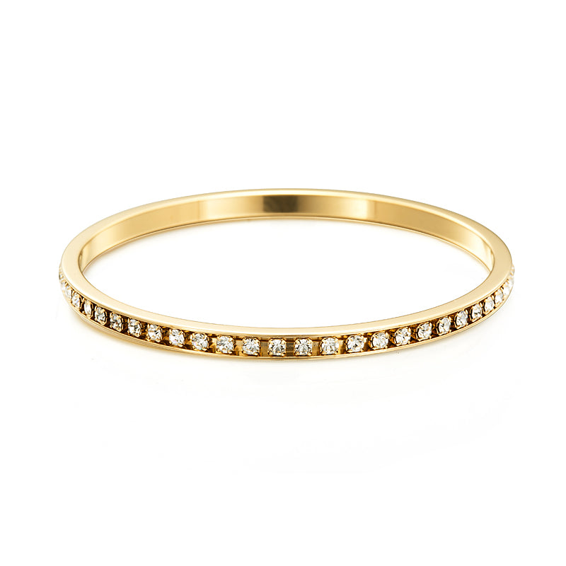 18ct Heavy Yellow Gold Plated Bangle Made with SWAROVSKI® Crystals-4