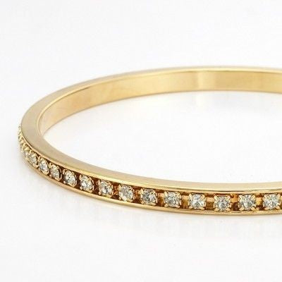 18ct Heavy Yellow Gold Plated Bangle Made with SWAROVSKI® Crystals-0