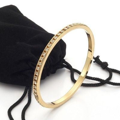 18ct Heavy Yellow Gold Plated Bangle Made with SWAROVSKI® Crystals-2