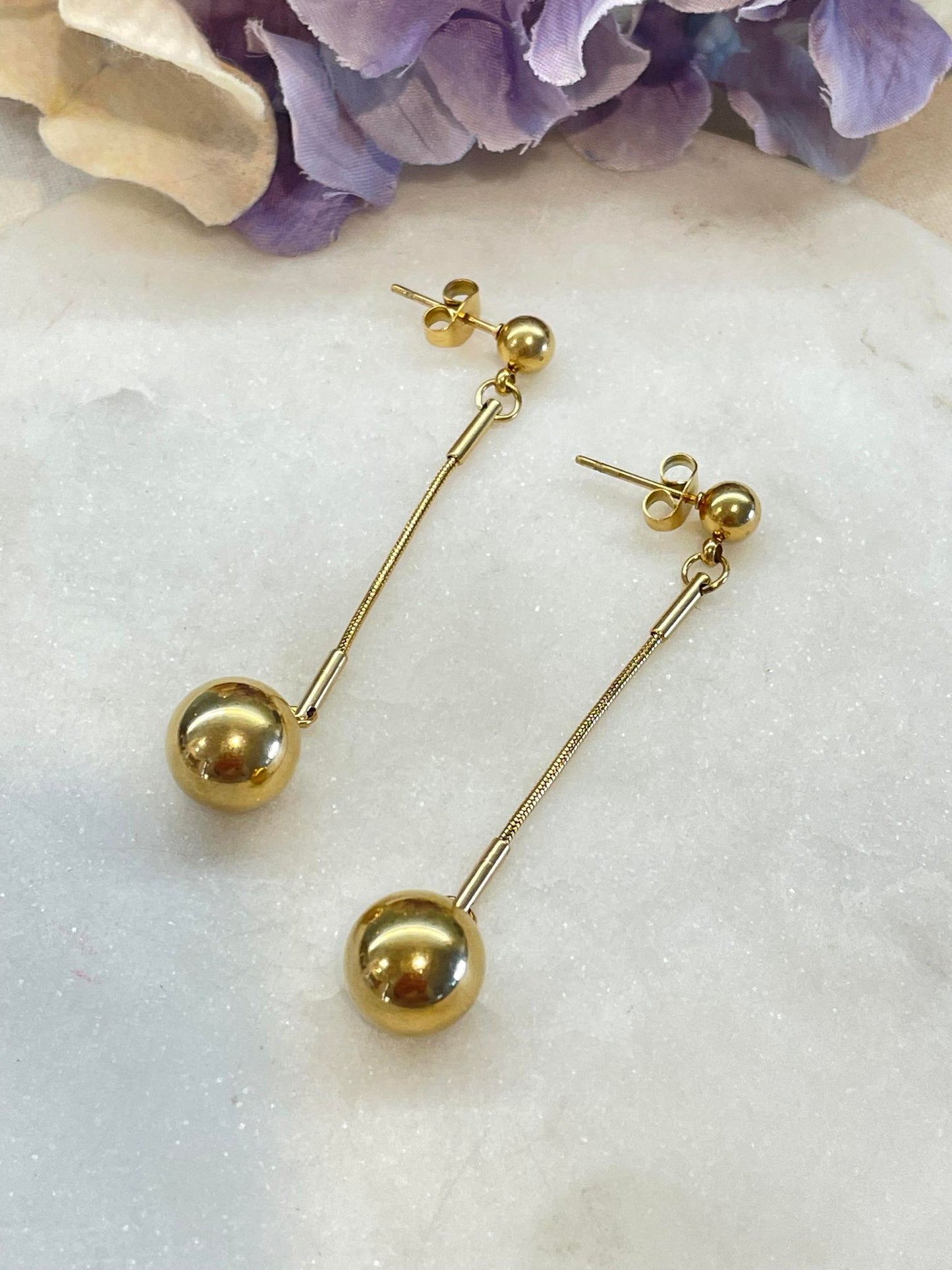 Chain and ball earrings – Tarnish Proof Jewellery-1