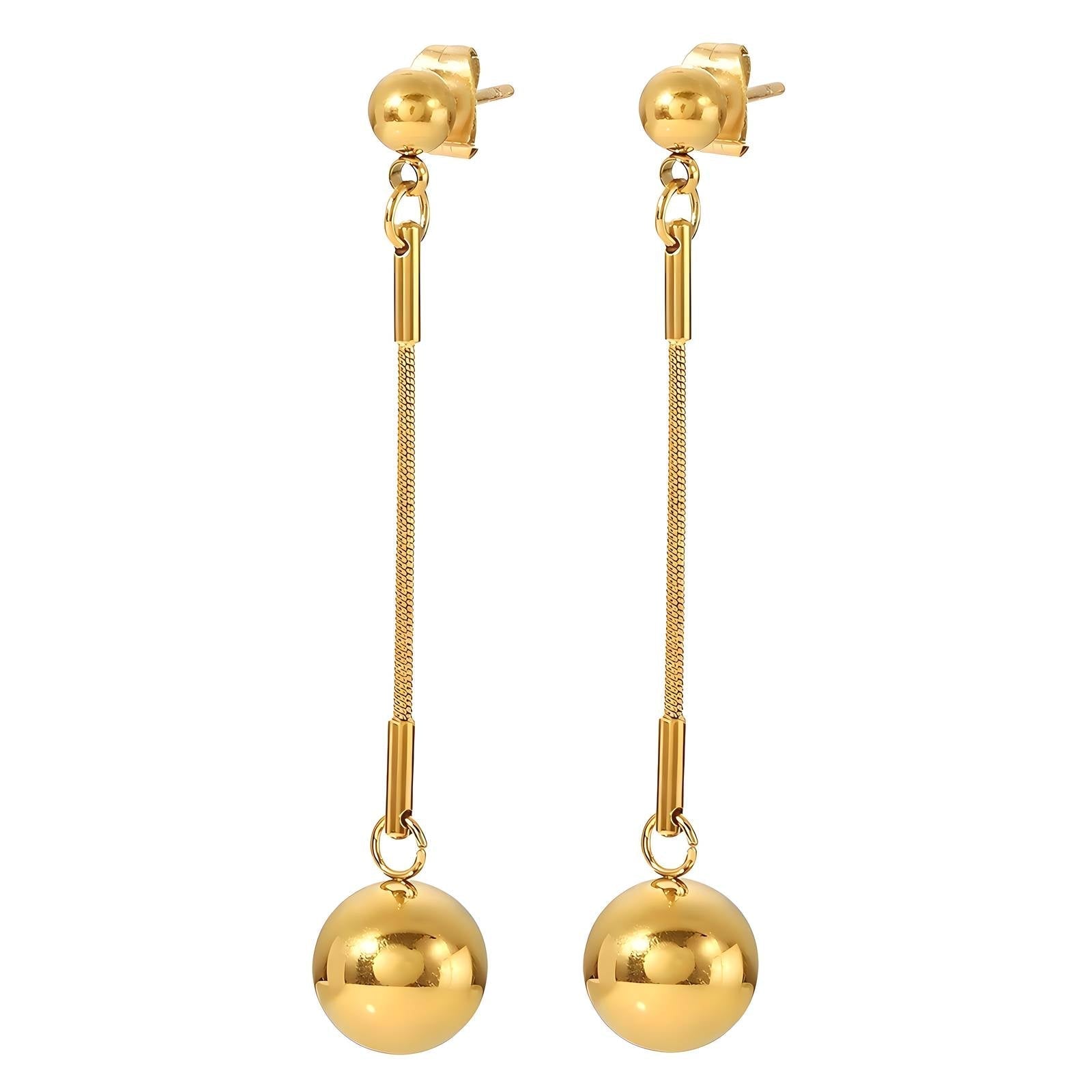 Chain and ball earrings – Tarnish Proof Jewellery-0