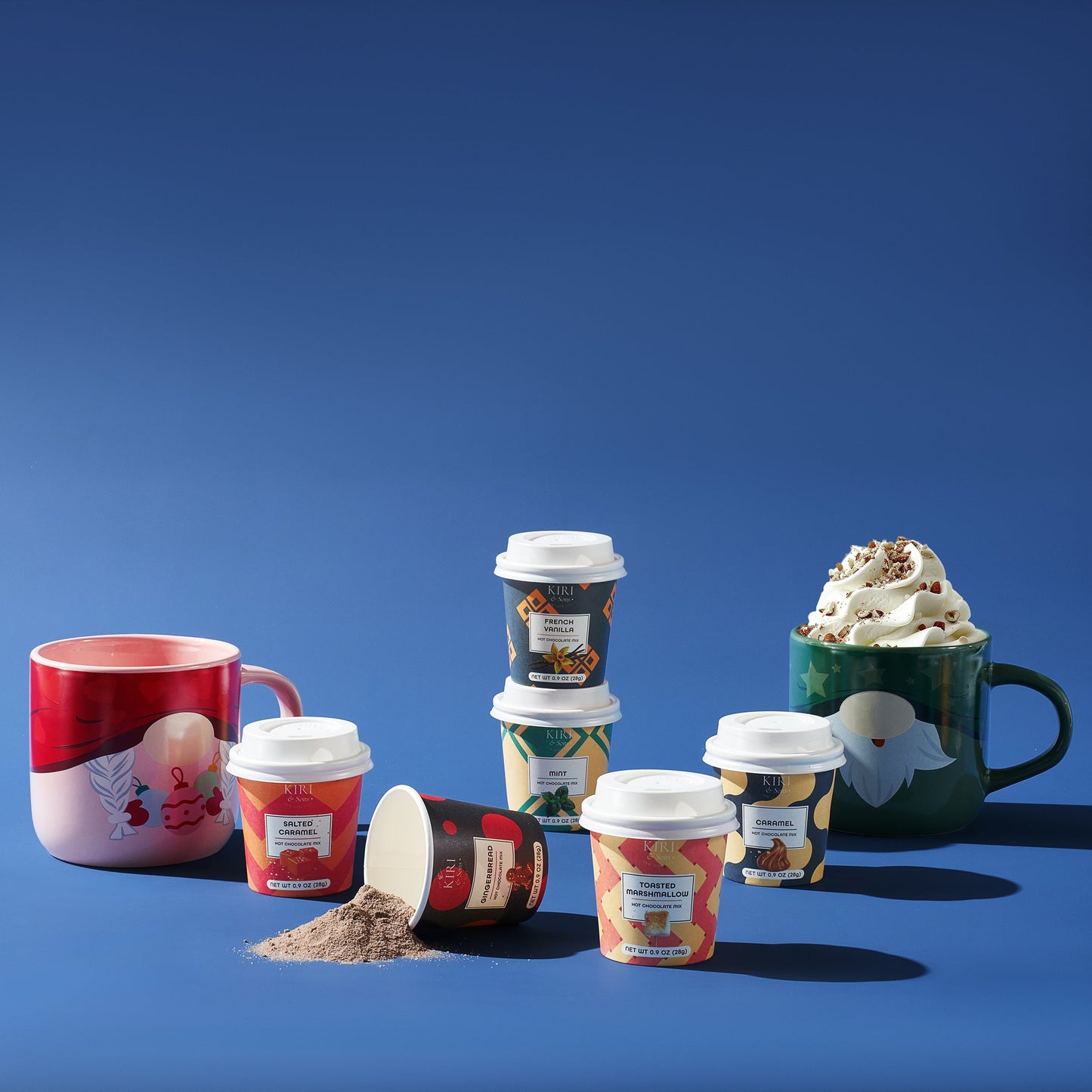 Gourmet Hot Cocoa Gift Set Cup Hot Chocolates - Set of 6 Flavors - Salted Caramel, French Vanilla, Caramel, Gingerbread, Mint, Amaretto & More - Holiday Christmas Gifts For Her, Him, Kids