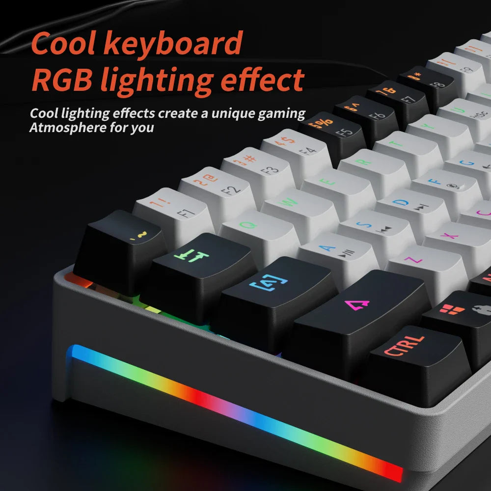 NNEOBA 61 Keys USB Gaming Mechanical Keyboard Red Switch RGB-2