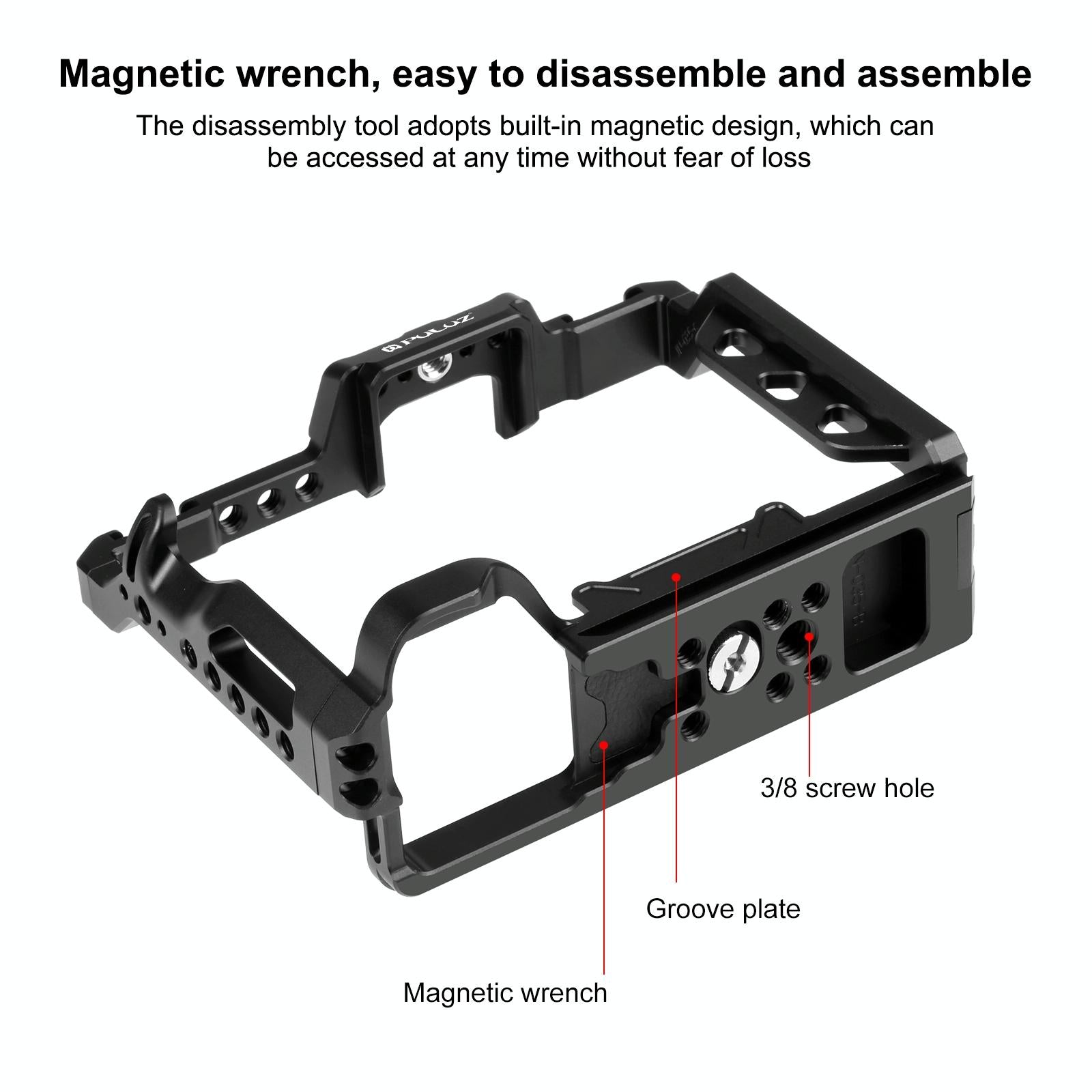NNEIDS Sony A7 Camera Cage Stabilizer Rig - Metal Black-2