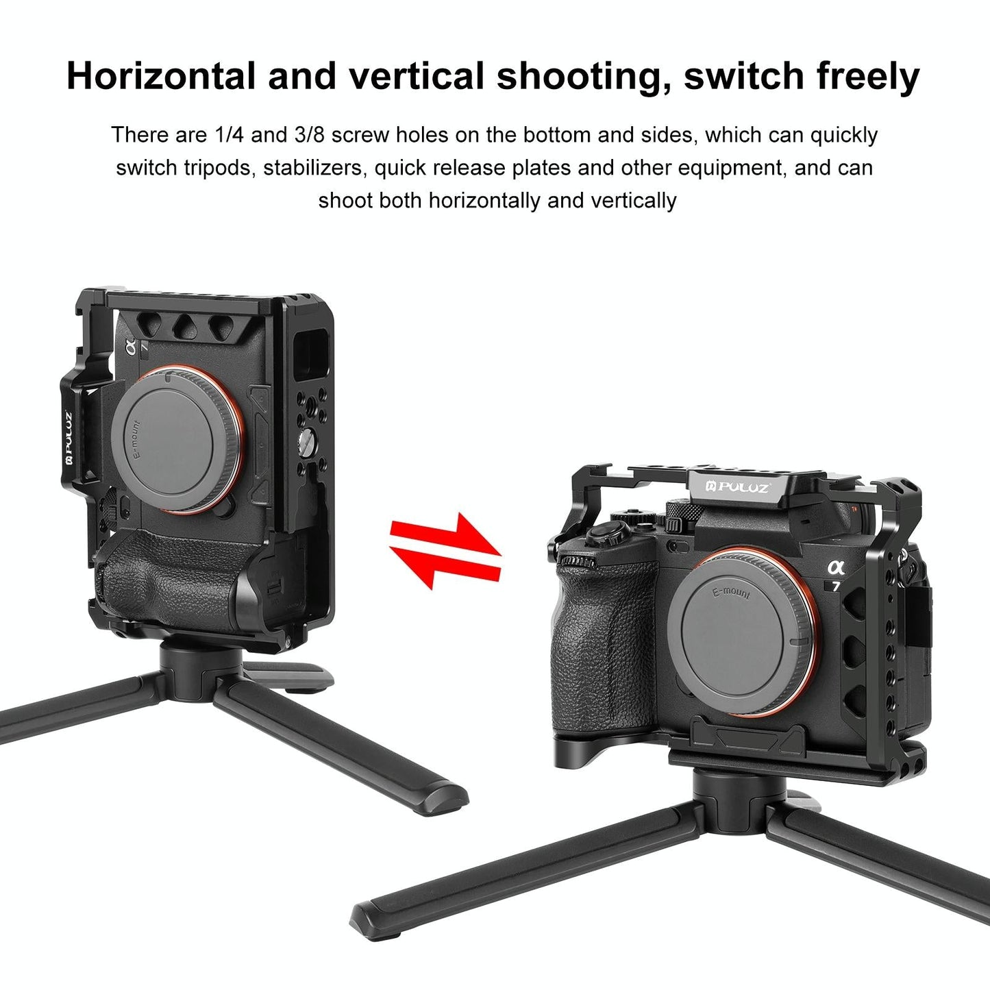 NNEIDS Sony A7 Camera Cage Stabilizer Rig - Metal Black-3