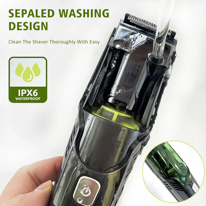 Cordless Beard Trimmer & Electric Shaver 20 Trim Settings Green-3