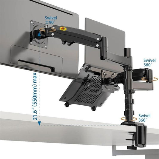 NNEIDS Full Motion Dual Arm Clamp For 22-32 Inch Lcd Tv Monitor Desk Holder With Gas Spring-0