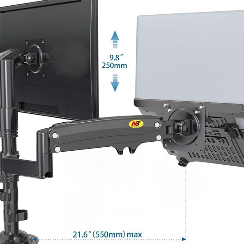 NNEIDS Full Motion Dual Arm Clamp For 22-32 Inch Lcd Tv Monitor Desk Holder With Gas Spring-2