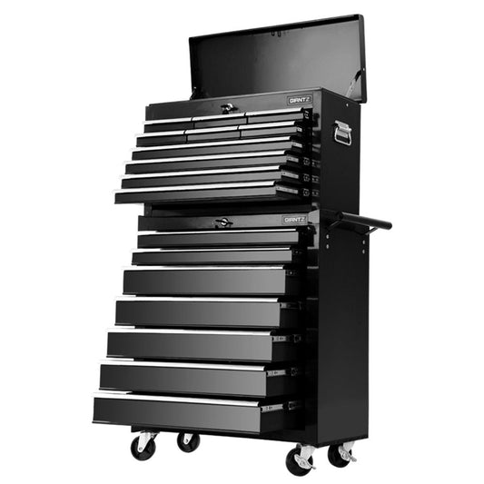 NNEDSZ 17 Drawers Tool Box Trolley Chest Cabinet Cart Garage Mechanic Toolbox Black-0