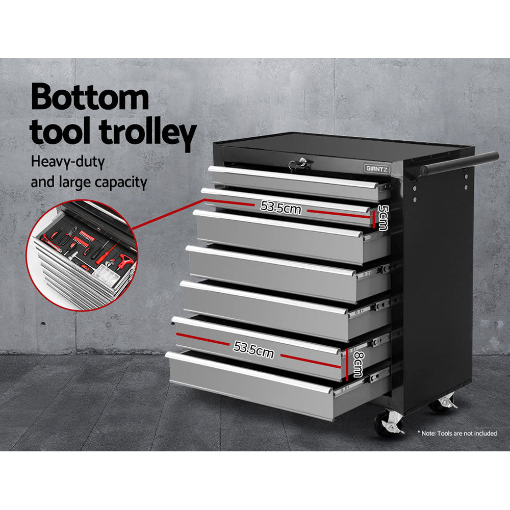 NNEDSZ 17 Drawers Tool Box Trolley Chest Cabinet Cart Garage Mechanic Toolbox Black and Grey-4