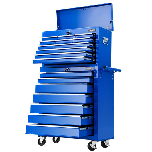 NNEDSZ 17 Drawers Tool Box Trolley Chest Cabinet Cart Garage Mechanic Toolbox Blue-0