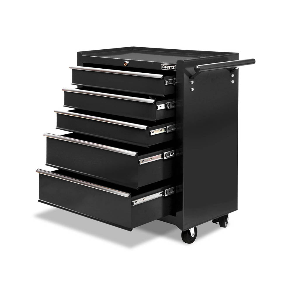 NNEDSZ 5 Drawer Mechanic Tool Box Storage Trolley - Black-0
