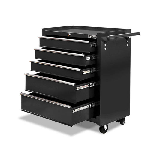 NNEDSZ 5 Drawer Mechanic Tool Box Storage Trolley - Black-0