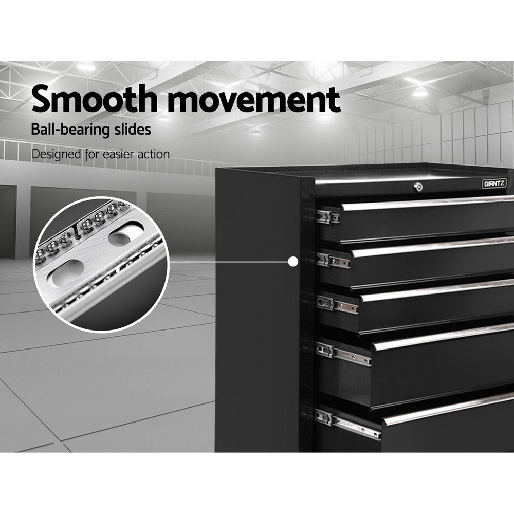 NNEDSZ 5 Drawer Mechanic Tool Box Storage Trolley - Black-4