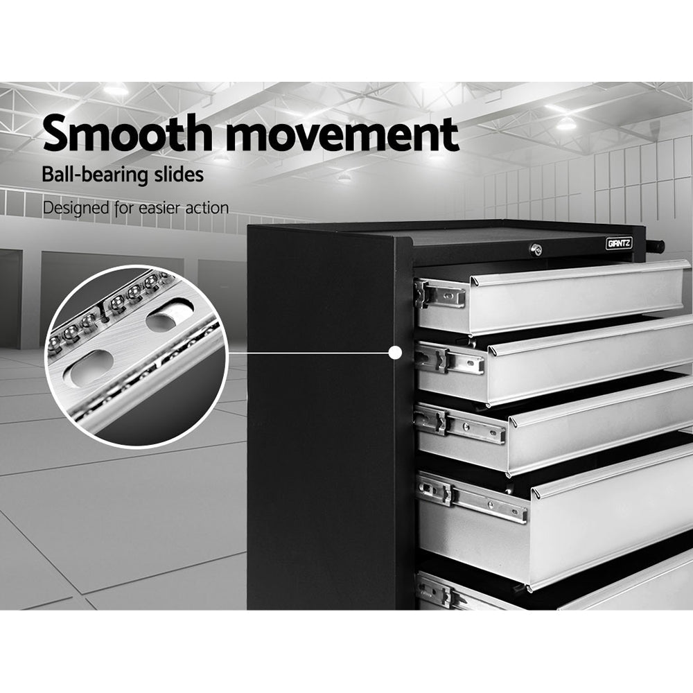 NNEDSZ 5 Drawer Mechanic Tool Box Storage Trolley - Black & Grey-4