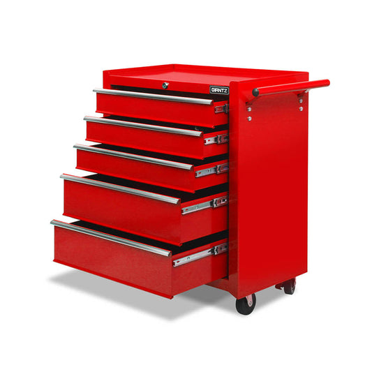 NNEDSZ 5 Drawer Mechanic Tool Box Storage Trolley - Red-0