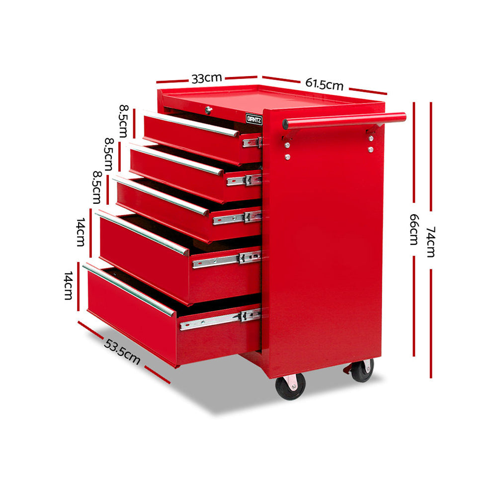 NNEDSZ 5 Drawer Mechanic Tool Box Storage Trolley - Red-1
