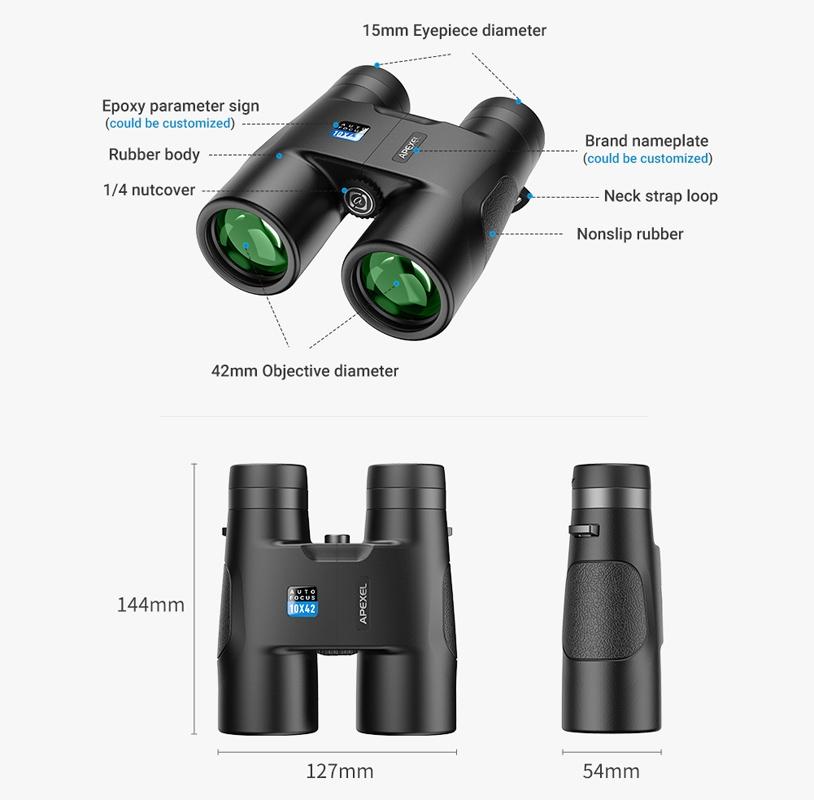 NNEIDS Autofocus 10X42 Binoculars - Fixed Focus Black-2