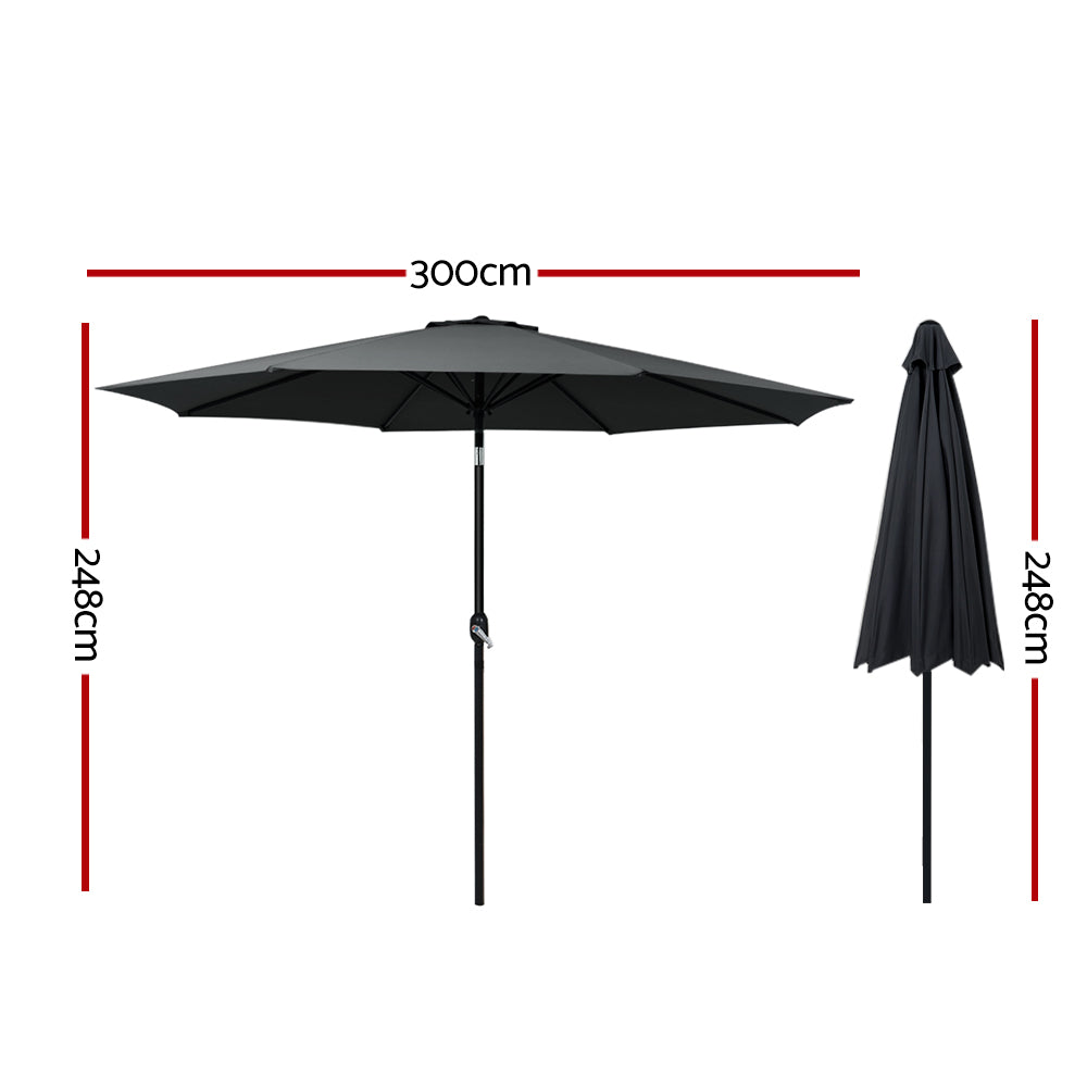 NNEDSZ Outdoor Umbrella 3m Umbrellas Garden Beach Tilt Sun Patio Deck Pole UV-1