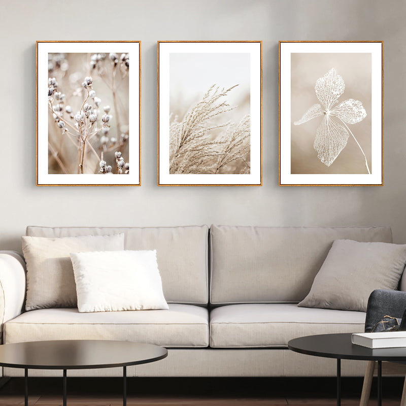 NNEDSZ Wall Art 50cmx70cm Dried Flower 3 Sets Wood Frame Canvas