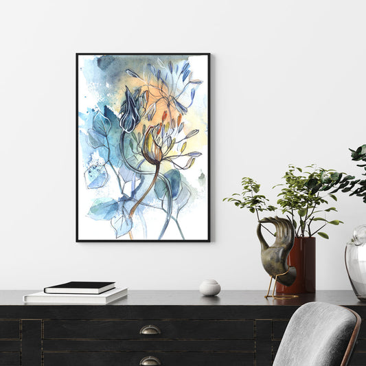 NNEDSZ Wall Art 50cmx70cm Watercolor Style Abstract Flower 3 Sets Black Frame Canvas