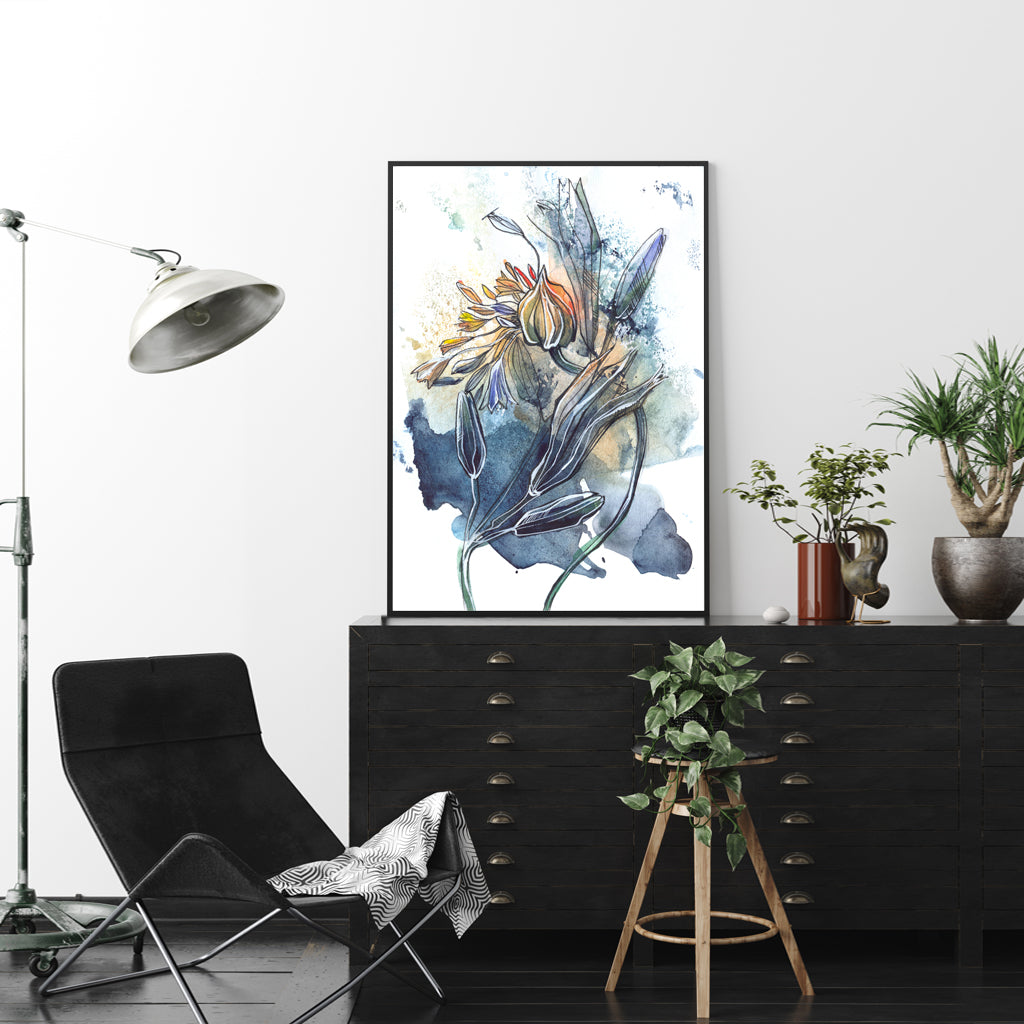 NNEDSZ Wall Art 50cmx70cm Watercolor Style Abstract Flower 3 Sets Black Frame Canvas