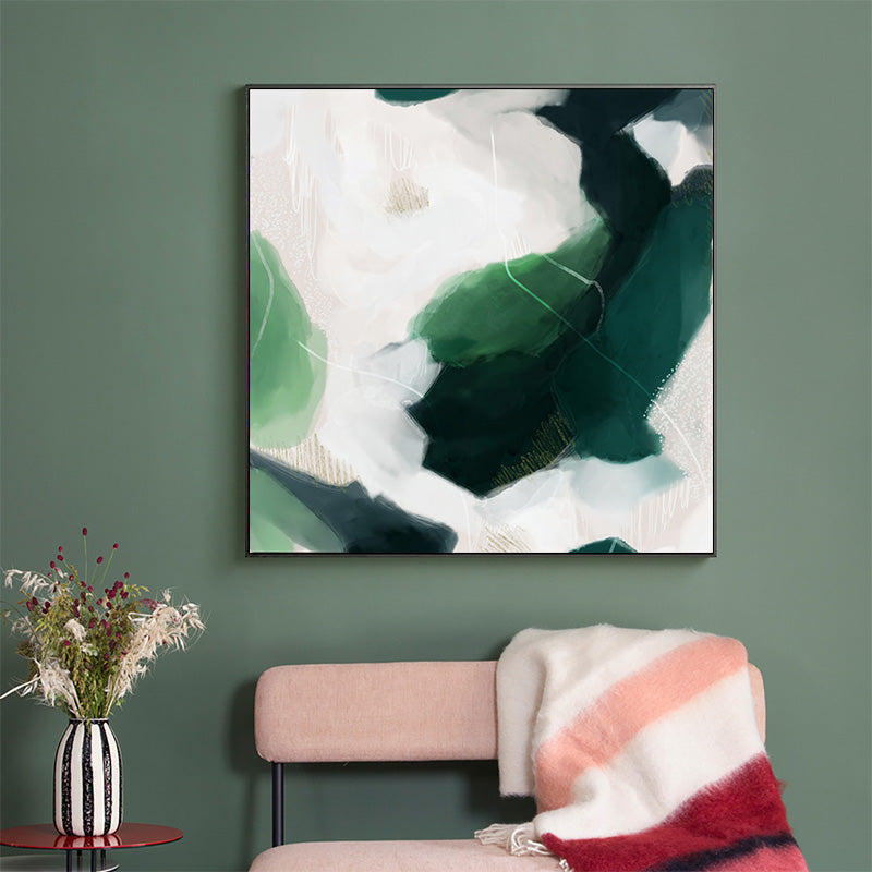 NNEDSZ Wall Art 70cmx70cm French Abstract Green Black Frame Canvas