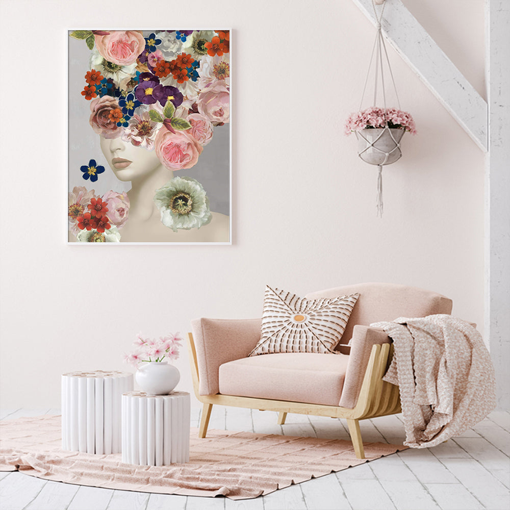 NNEDSZ Wall Art 90cmx135cm Foolish in Love I White Frame Canvas