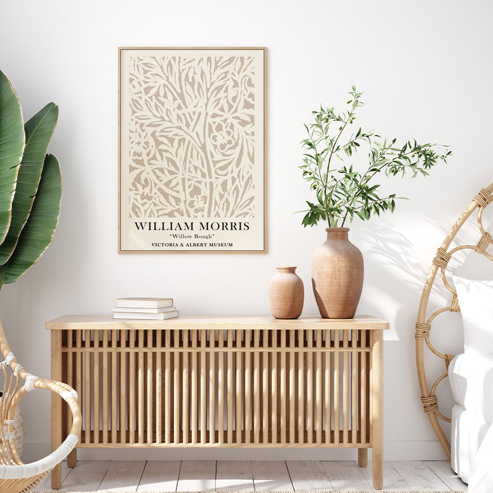 NNEDSZ Wall Art 40cmx60cm William Morris Neutral Wood Frame Canvas