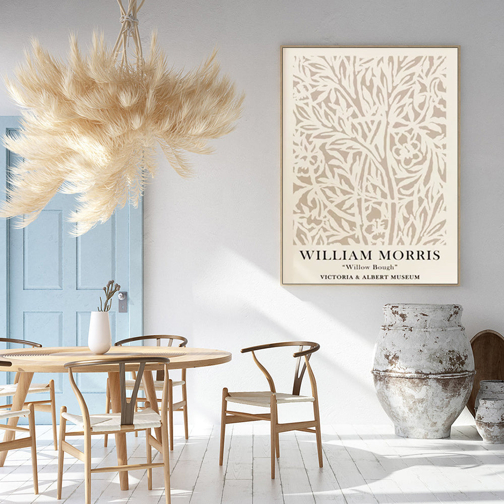 NNEDSZ Wall Art 40cmx60cm William Morris Neutral Wood Frame Canvas