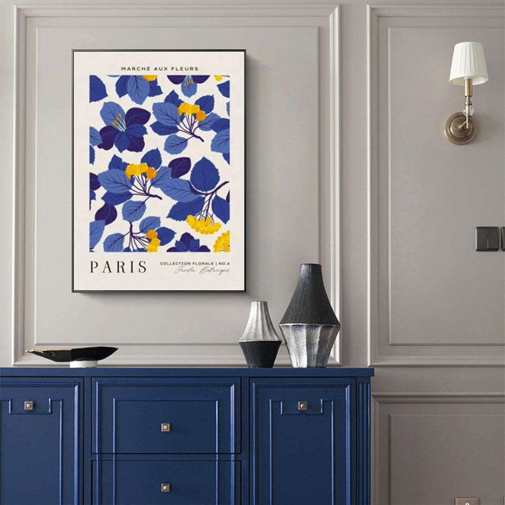 NNEDSZ Wall Art 40cmx60cm Paris Flower Market Black Frame Canvas