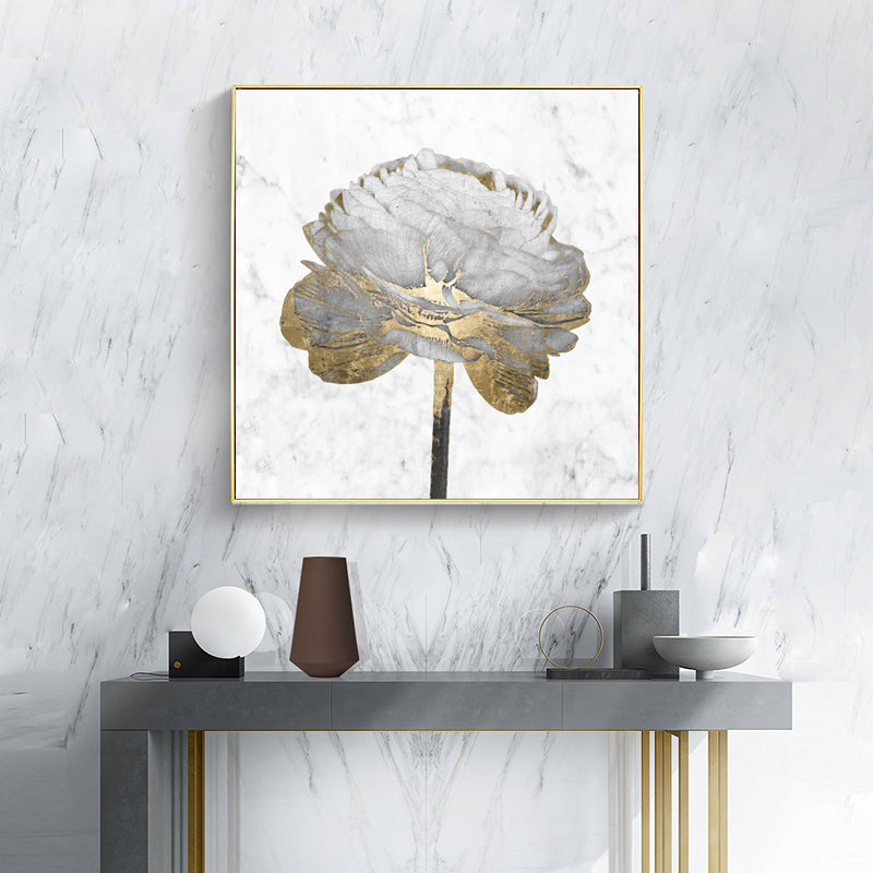 NNEDSZ Wall Art 80cmx80cm Gold And White Blossom On White 2 Sets Gold Frame Canvas