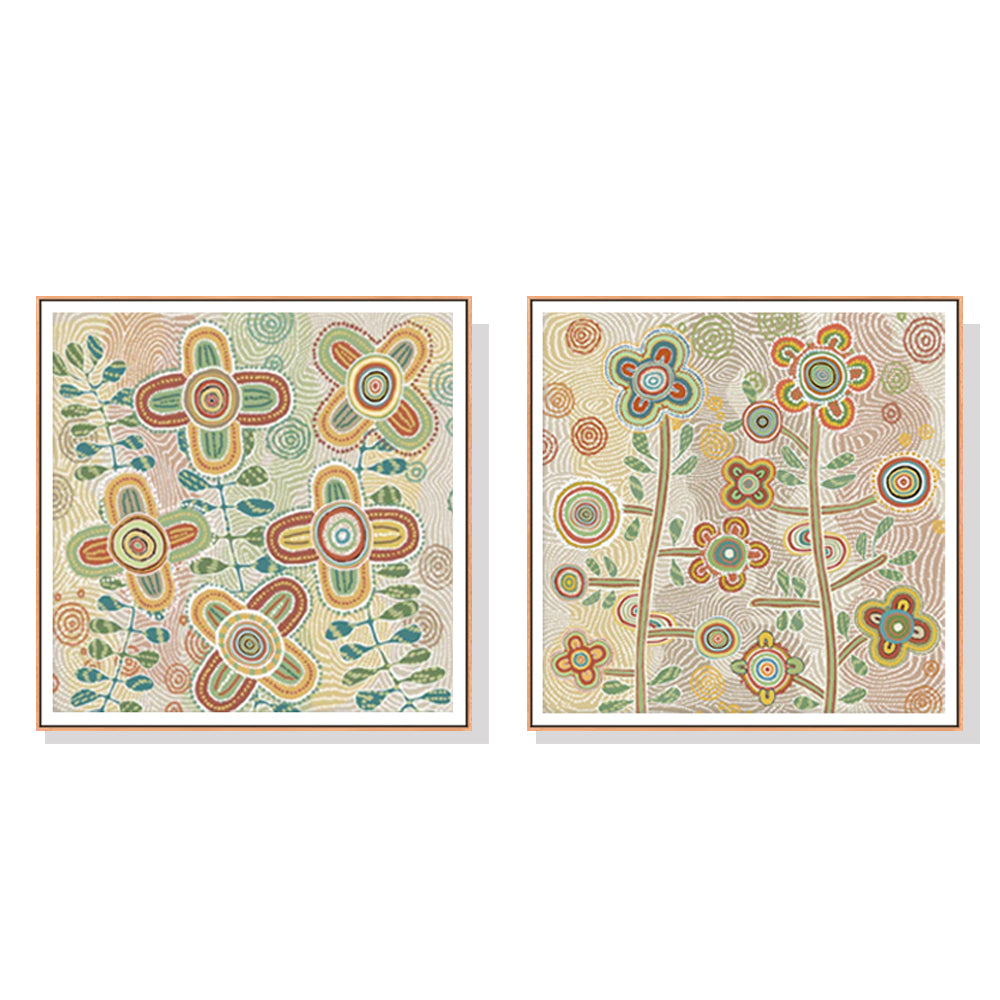 NNEDSZ Wall Art 60cmx60cm Lovely Pattern II 2 Sets Wood Frame Canvas