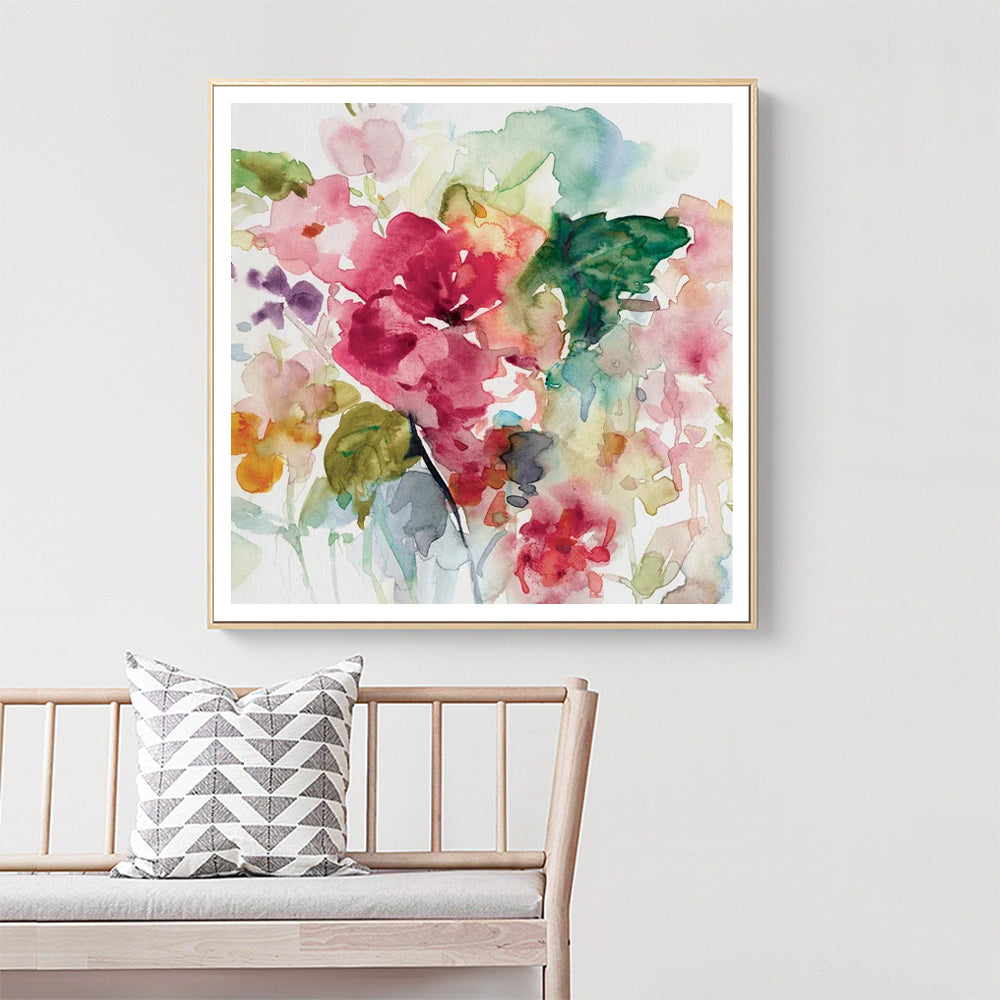 NNEDSZ Wall Art 80cmx80cm Floral Brunch Gold Frame Canvas