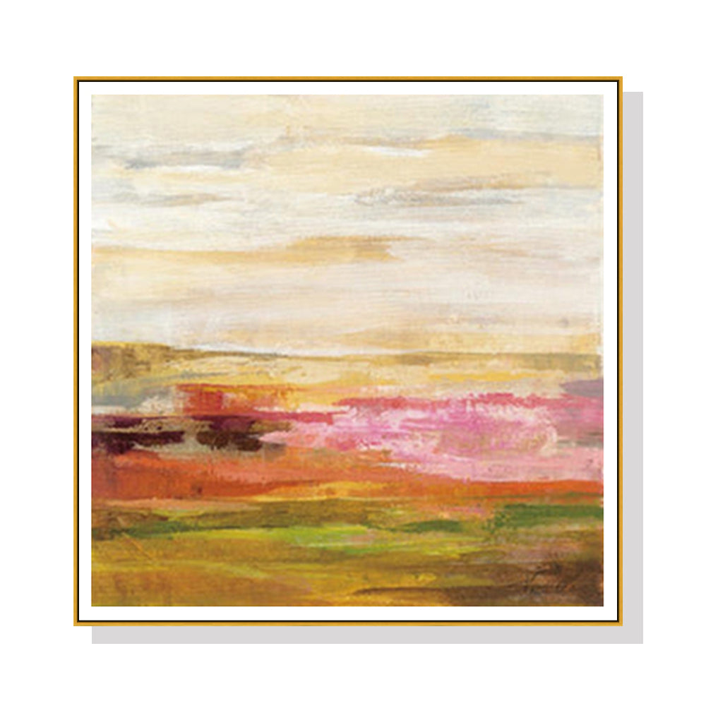 NNEDSZ Wall Art 50cmx50cm Blooming Field Gold Frame Canvas